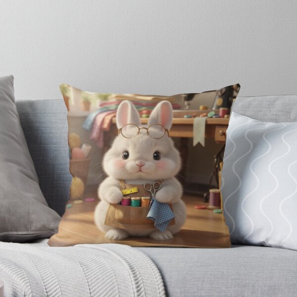 Item preview, Cute Tailor Bunny Sewing in Cozy Studio designed and sold by lovelistivkaa.