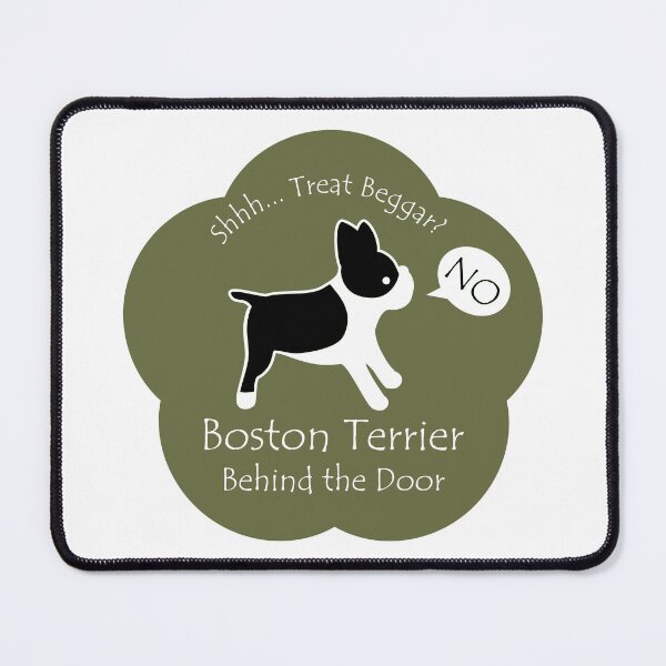 Item preview, Funny Boston Terrier Treat Beggar Behind the Door Khaki Base designed and sold by Na7nasColorShop.
