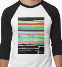 bohemian colors in green, orange, pink and black - watercolor abstract painting Men's Baseball ¾ T-Shirt