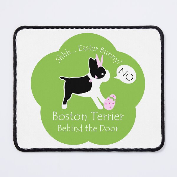 Item preview, Funny Boston Terrier Easter Bunny Behind the Door Green Base designed and sold by Na7nasColorShop.