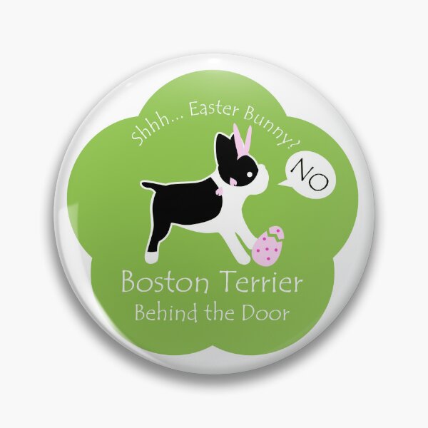 Item preview, Funny Boston Terrier Easter Bunny Behind the Door Green Base designed and sold by Na7nasColorShop.