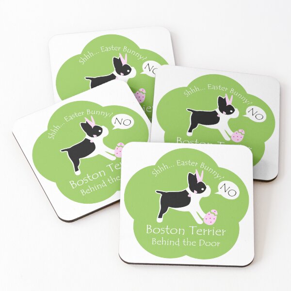 Item preview, Funny Boston Terrier Easter Bunny Behind the Door Green Base designed and sold by Na7nasColorShop.