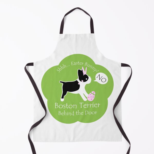 Item preview, Funny Boston Terrier Easter Bunny Behind the Door Green Base designed and sold by Na7nasColorShop.