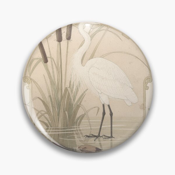 Item preview, Art Nouveau Egret Among Bulrushes in Gold Decorative Panel designed and sold by PictorialWhimsy.