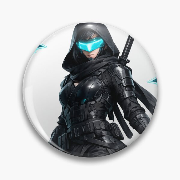 Item preview, Cyber Shadow Kunoichi - Original Futuristic Ninja Girl with Cyan Energy Shuriken designed and sold by Sticleg.
