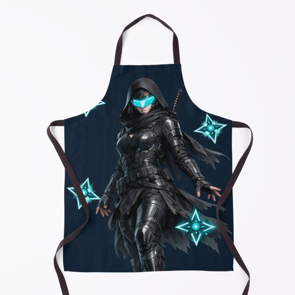 Item preview, Cyber Shadow Kunoichi - Original Futuristic Ninja Girl with Cyan Energy Shuriken designed and sold by Sticleg.