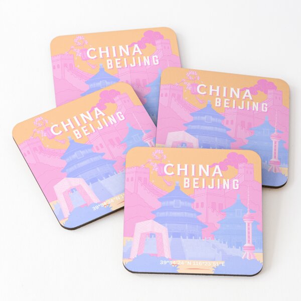 Item preview, Beijing China Poster | Dreamy Pink & Blue Pastel Illustration | Travel Wall Art designed and sold by Magic Love Art Print.