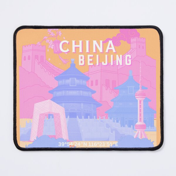 Item preview, Beijing China Poster | Dreamy Pink & Blue Pastel Illustration | Travel Wall Art designed and sold by Magic Love Art Print.