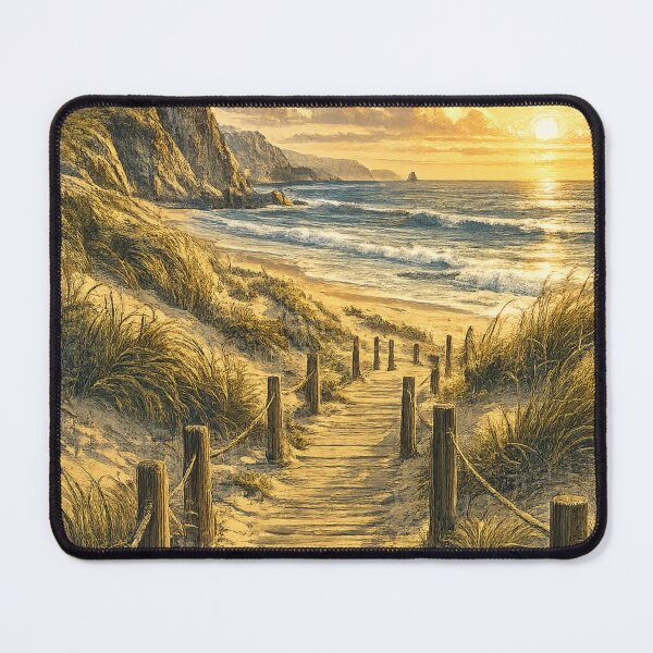 Item preview, Coastal Lighthouse Path: Golden Beach Walkway Sunset Dune Landscape designed and sold by irfanshikh.