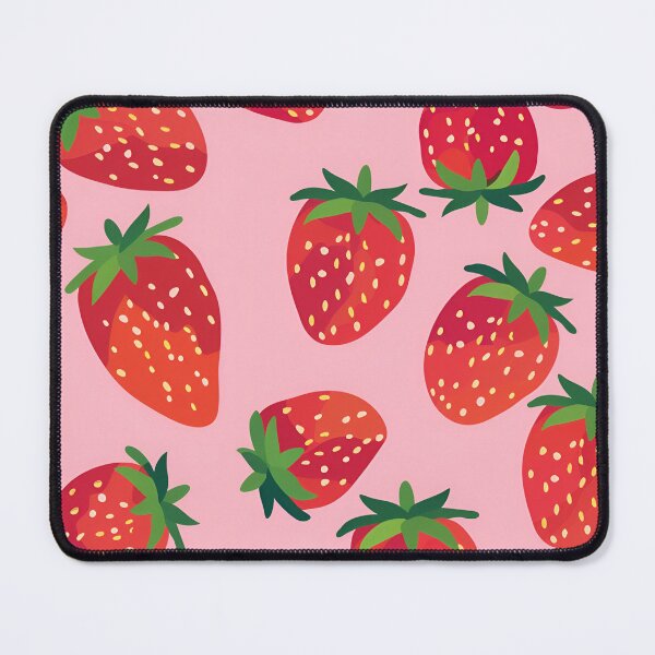 Item preview, Strawberries on Dusty Rose – Flat Seamless Summer Fruit Pattern designed and sold by EmeraldeaArt.