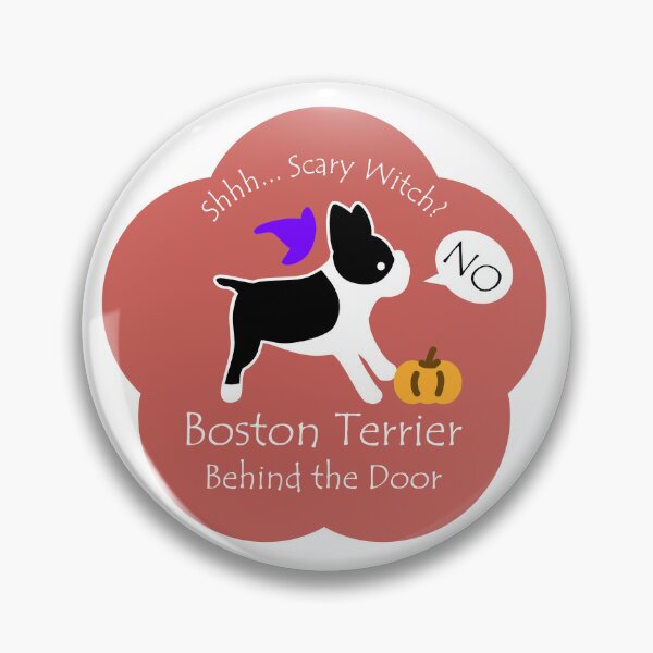 Item preview, Funny Boston Terrier Scary Witch Behind the Door Burnt Orange Base designed and sold by Na7nasColorShop.