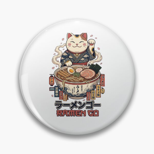 Item preview, Cute Lucky Cat Eating Ramen Kawaii Illustration designed and sold by MARQUES DESIGN ART .