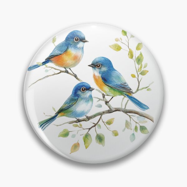 Item preview, Watercolor Bluebirds on Blossoming Branches designed and sold by NightSpell.