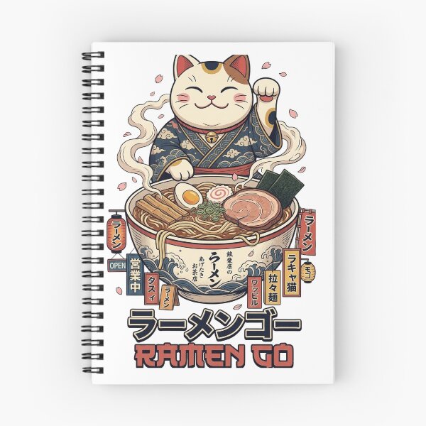 Item preview, Cute Lucky Cat Eating Ramen Kawaii Illustration designed and sold by MARQUES DESIGN ART .