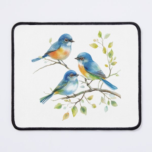 Item preview, Watercolor Bluebirds on Blossoming Branches designed and sold by NightSpell.