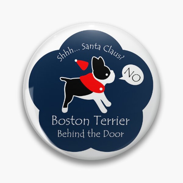 Item preview, Funny Boston Terrier Santa Claus Behind the Door Midnight Blue Base designed and sold by Na7nasColorShop.