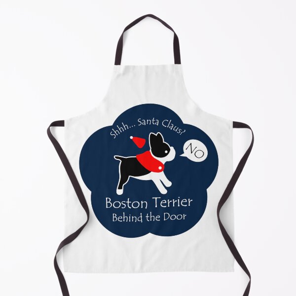 Item preview, Funny Boston Terrier Santa Claus Behind the Door Midnight Blue Base designed and sold by Na7nasColorShop.