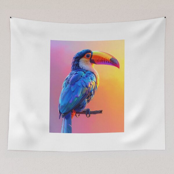Item preview, Toucan portrait colorful pop art tropical bird painting vibrant exotic wall art home decor print designed and sold by icemanphotos.