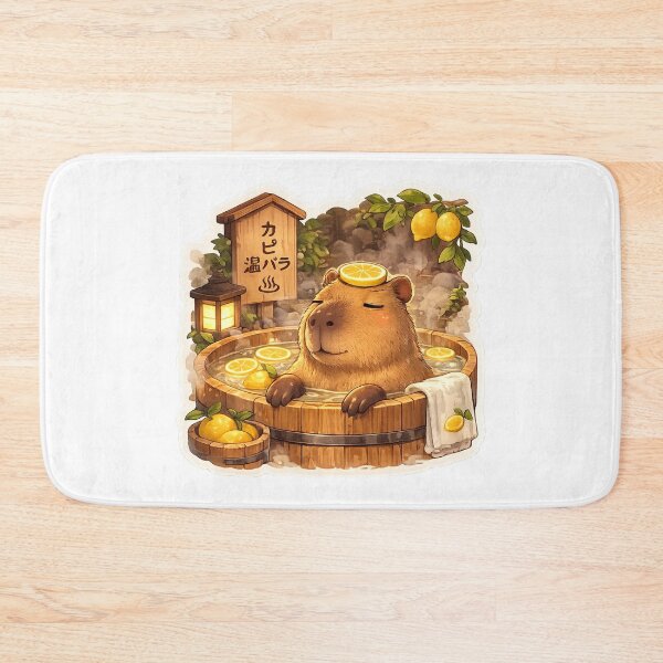 Item preview, Capybara Onsen – Citrus Bath Illustration designed and sold by SMARTKIT  DESIGNAGENCY.