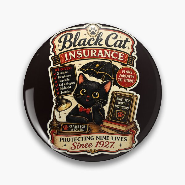 Item preview, Black Cat Insurance designed and sold by InkandHollowBooks.