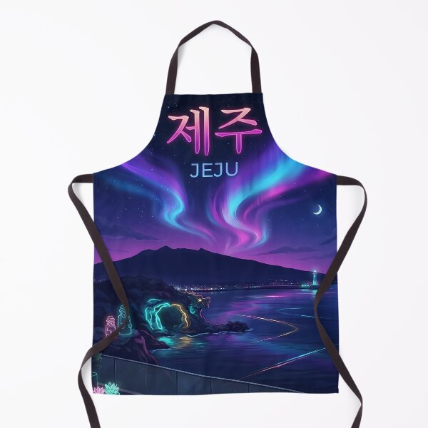 Item preview, Neon Jeju Nights: Hallasan & Dol Hareubang Dreamscape designed and sold by SOOstudio73.