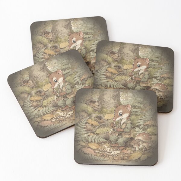 Item preview, Weasel Folk Whittling a Willow Whistle Storybook Art designed and sold by PictorialWhimsy.