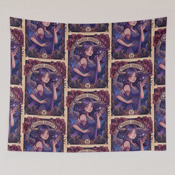 Item preview, Taurus Zodiac Goddess Anime Art | Taurus Energy Celestial Angel | Dark Galaxy Astrology Illustration | Bull Zodiac Sign | Fantasy Horoscope Wall Art | Taurus Birthday Gift designed and sold by RSDigitalPrintDesign.