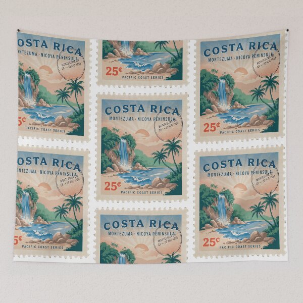 Item preview, Montezuma Costa Rica Pacific Waterfall Postage Stamp Sticker designed and sold by stickercuffs.