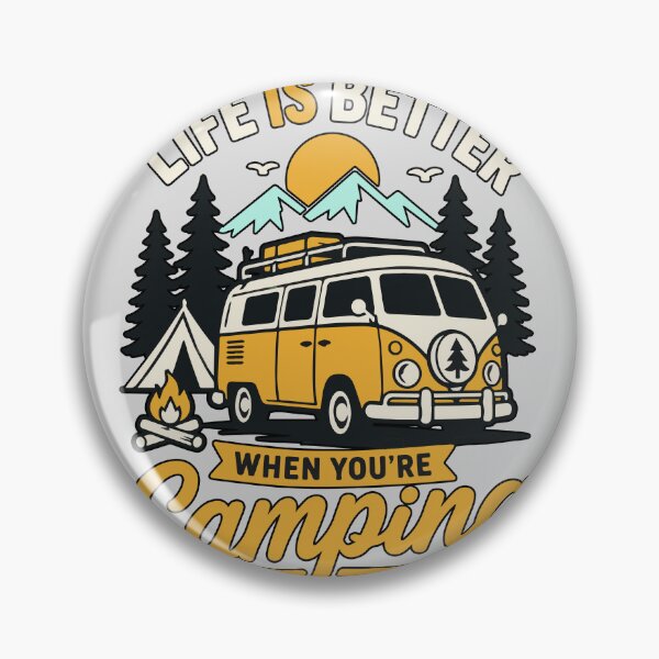 Item preview, Life Is Better When You're Camping with a Vintage Camper Van, Mountain Sunrise, Pine Forest Adventure and Outdoor Travel Spirit designed and sold by Huddy-clothes.