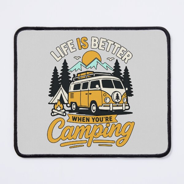 Item preview, Life Is Better When You're Camping with a Vintage Camper Van, Mountain Sunrise, Pine Forest Adventure and Outdoor Travel Spirit designed and sold by Huddy-clothes.