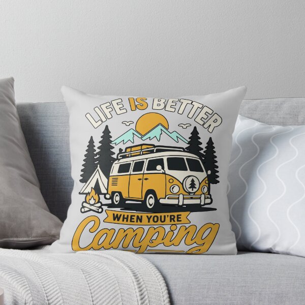Item preview, Life Is Better When You're Camping with a Vintage Camper Van, Mountain Sunrise, Pine Forest Adventure and Outdoor Travel Spirit designed and sold by Huddy-clothes.