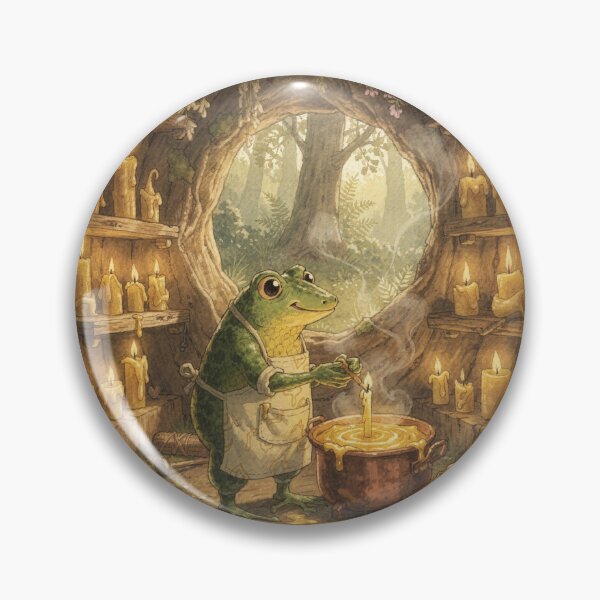 Item preview, Frog Candle Dipper in a Cozy Stump Workshop Cottagecore Art designed and sold by PictorialWhimsy.