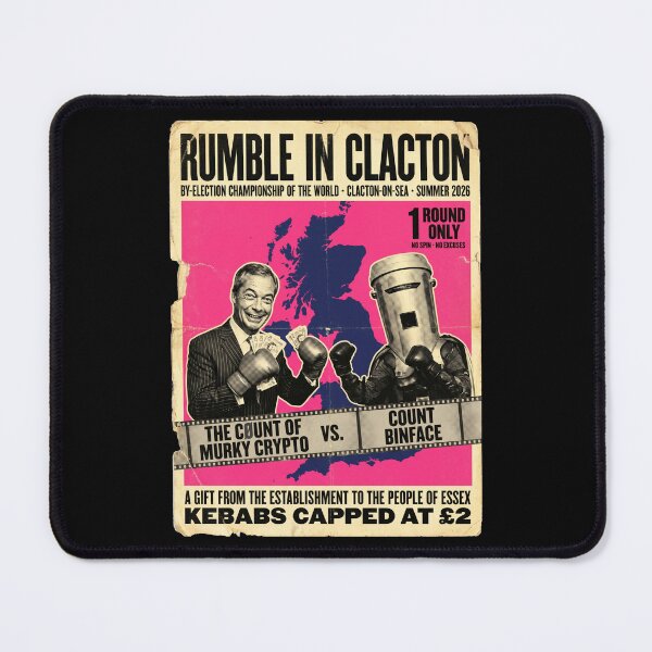 Item preview, Count Binface vs Farage Rumble in Clacton Boxing Poster, By-Election 2026, UK Political Humour, Anti Farage Satire Gift designed and sold by MindGlowArt.