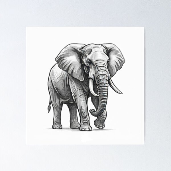 Item preview, Majestic Elephant – Detailed Graphite Illustration designed and sold by BoldConcept43.