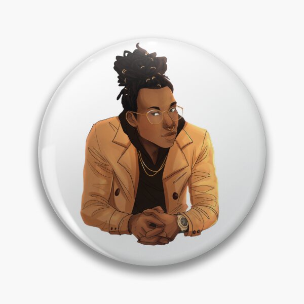 Item preview, Stylish character with glasses and dreadlocks leaning forward thoughtfully. designed and sold by KireVeronica.