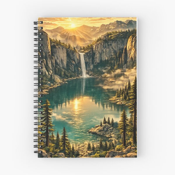 Item preview, Mountain Waterfall Lake: Alpine Forest Cascade Turquoise Water Scenic Art designed and sold by irfanshikh.