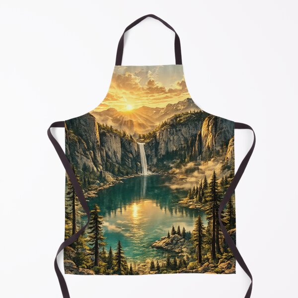 Item preview, Mountain Waterfall Lake: Alpine Forest Cascade Turquoise Water Scenic Art designed and sold by irfanshikh.