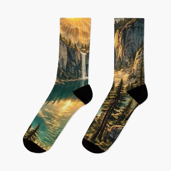 Item preview, Mountain Waterfall Lake: Alpine Forest Cascade Turquoise Water Scenic Art designed and sold by irfanshikh.