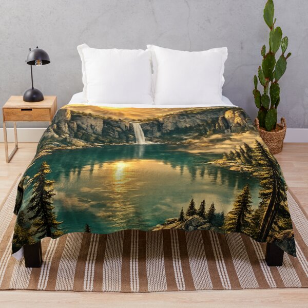 Item preview, Mountain Waterfall Lake: Alpine Forest Cascade Turquoise Water Scenic Art designed and sold by irfanshikh.