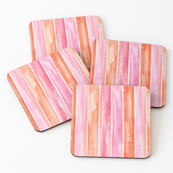 Item preview, Pink and Orange Cocktail Pop Hand Painted Watercolor Stripes designed and sold by micklyn.