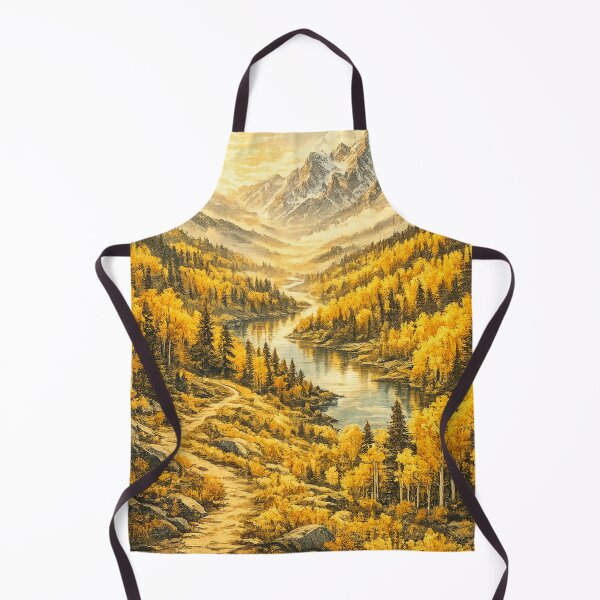 Item preview, Autumn Mountain Valley: Golden Larch Trees River Snow Peaks Landscape designed and sold by irfanshikh.