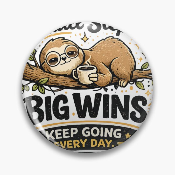 Item preview, Small Steps Big Wins Sloth Coffee Motivational Typography T-Shirt designed and sold by Rx Graphic Studio.