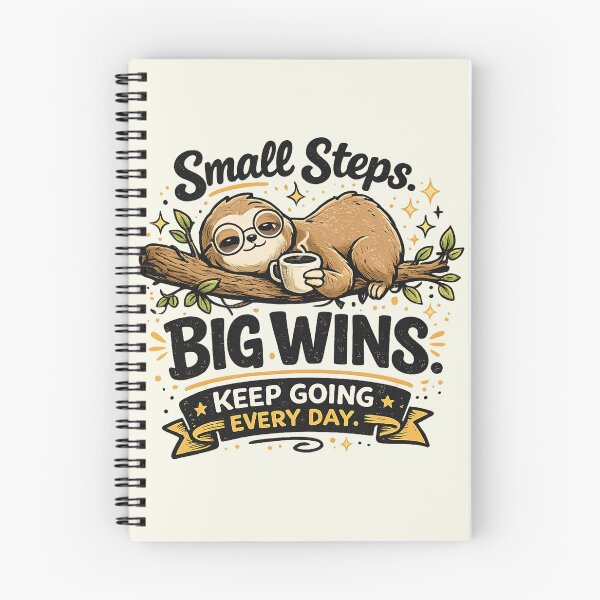 Item preview, Small Steps Big Wins Sloth Coffee Motivational Typography T-Shirt designed and sold by Rx Graphic Studio.