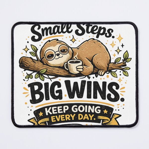 Item preview, Small Steps Big Wins Sloth Coffee Motivational Typography T-Shirt designed and sold by Rx Graphic Studio.
