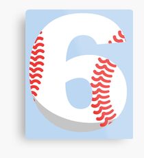 Number 6 Baseball #6 Metal Print
