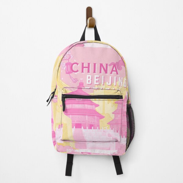 Item preview, Beijing China Travel Poster | Pink & Butter Yellow Pastel Illustration Wall Art designed and sold by Magic Love Art Print.