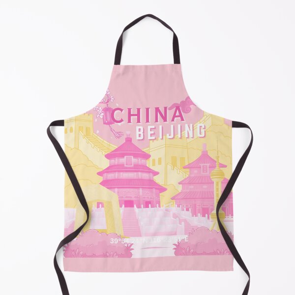 Item preview, Beijing China Travel Poster | Pink & Butter Yellow Pastel Illustration Wall Art designed and sold by Magic Love Art Print.