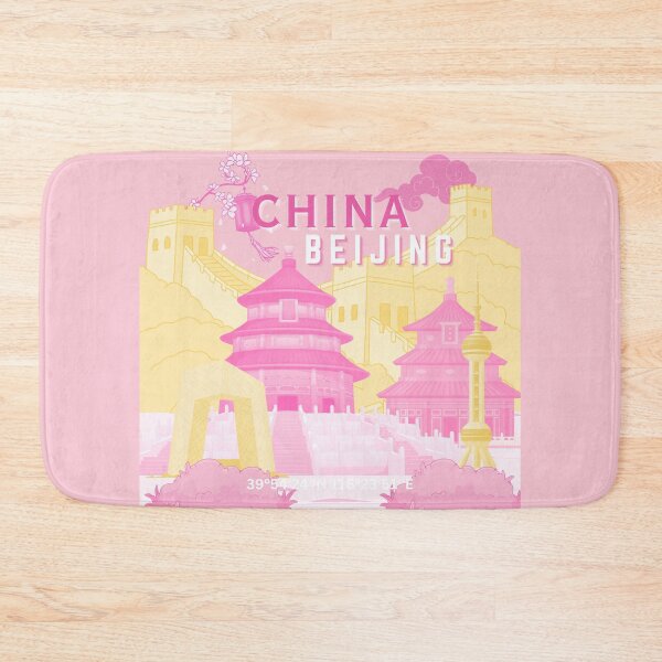 Item preview, Beijing China Travel Poster | Pink & Butter Yellow Pastel Illustration Wall Art designed and sold by Magic Love Art Print.