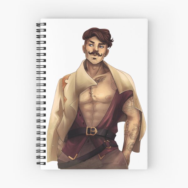 Item preview, Confident adventurer with mustache poses proudly in open clothing. designed and sold by KireVeronica.