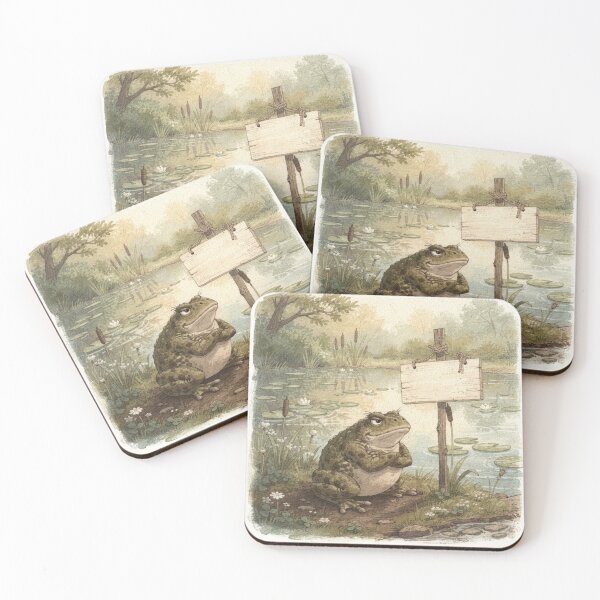 Item preview, Grumpy Toad Hangs a Pond Closed Sign Funny Cottagecore Art designed and sold by PictorialWhimsy.